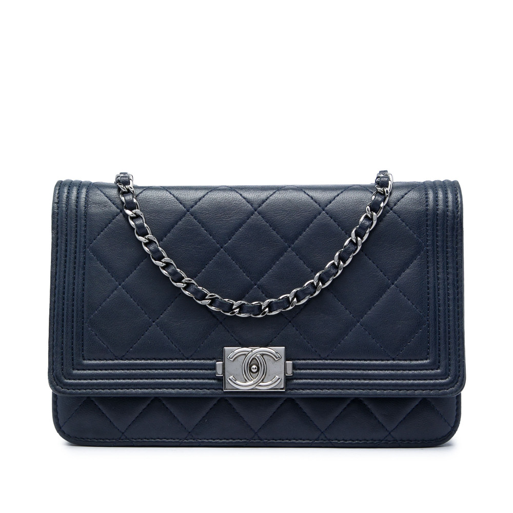 Pre-Loved Chanel Quilted Lambskin Boy Wallet On Chain